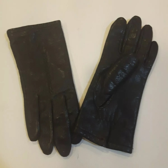 unknown Accessories - Retro 80s Black Leather Gloves 6 1/2 women's